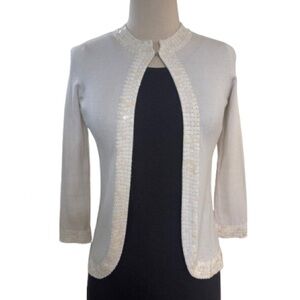 Barneys New York Cream Knit Shrug